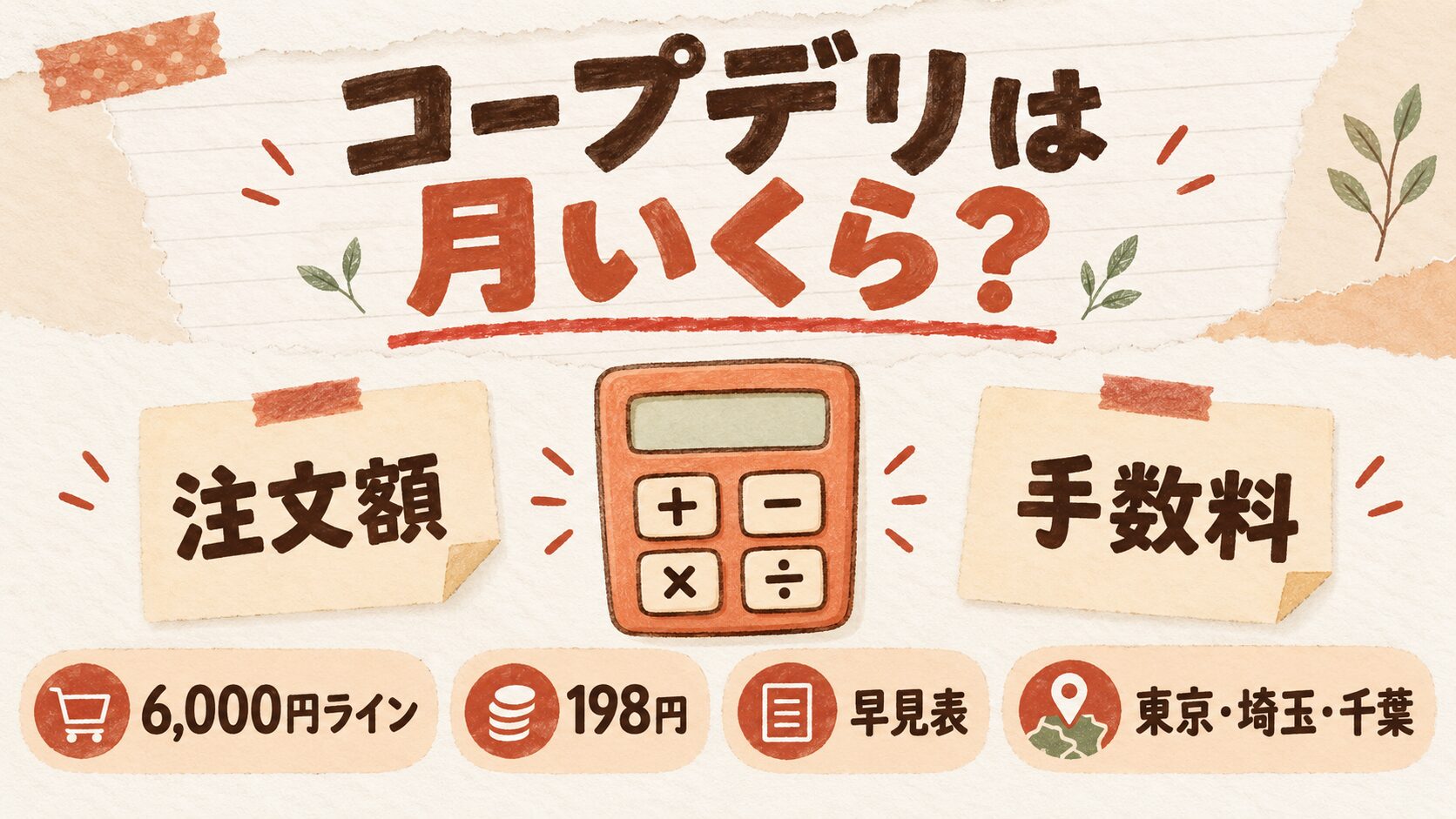コープデリは月いくら?注文額別の早見表(東京・埼玉・千葉)