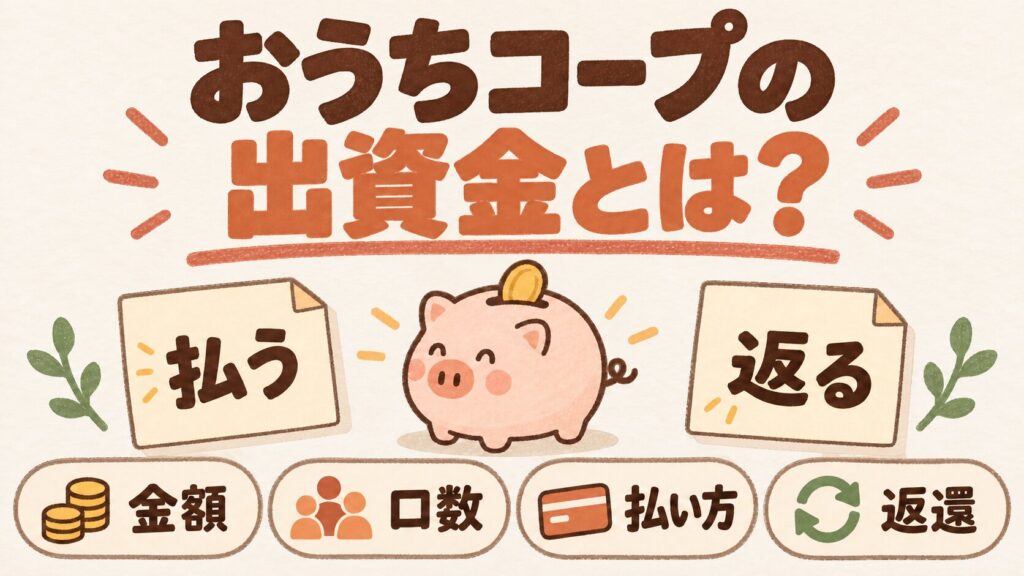 おうちコープの出資金とは｜金額・払い方・返し方